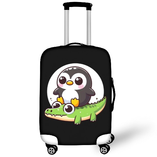 Penguin on crocodile safar Luggage Covers