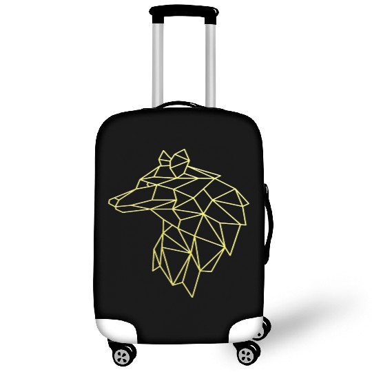 Wolf face tattoo geometric modern Colorful Luggage Covers