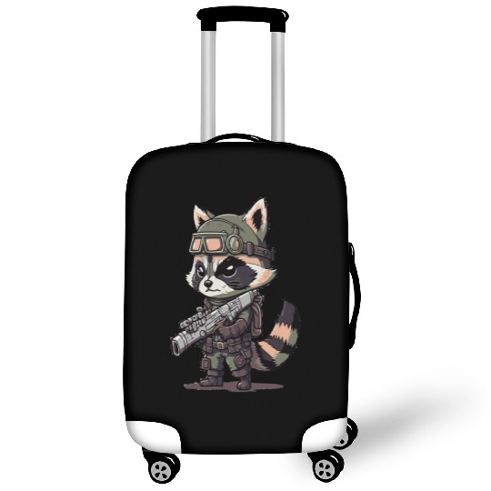 Angry wild raccoon with gun Luggage Covers