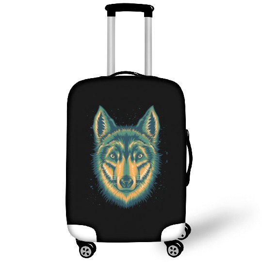 Wolf Luggage Covers Cool Vintage Green Wolves Canine Dog