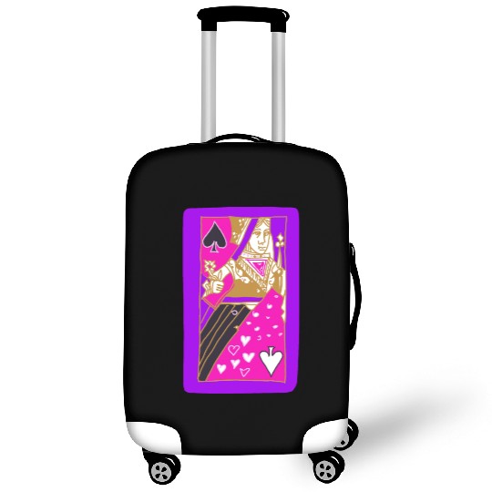 Purple Queen Of Spades Playing Card Luggage Covers