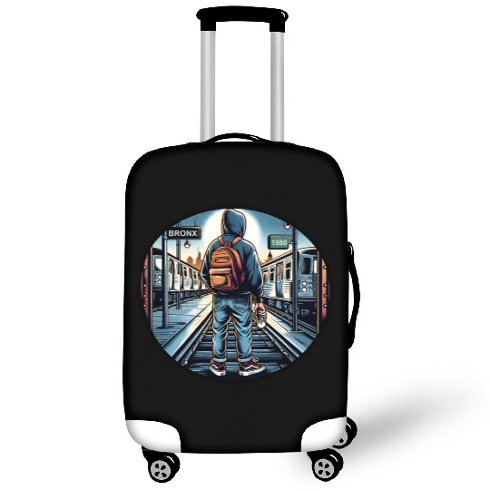 AI Teen in Outdoor Subway Yard - Circle Border Luggage Covers