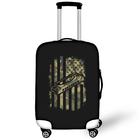 Harmonica US Flag Harmonica Musician Harmonica Pla Luggage Covers