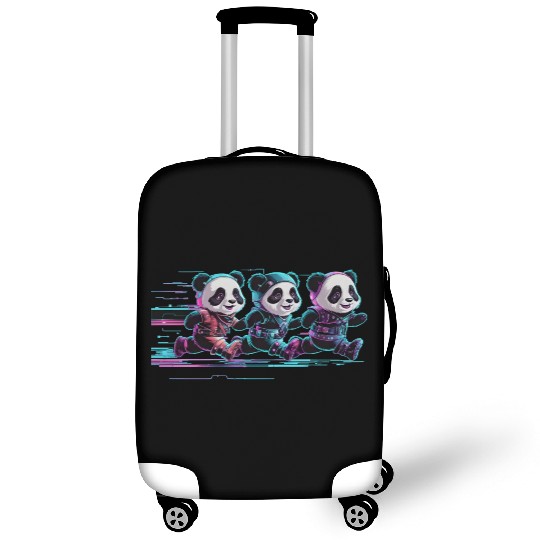 funny panda running with a joyful Luggage Covers