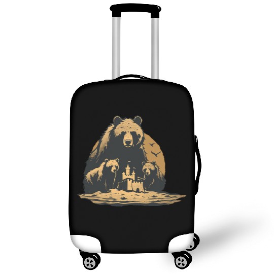 Momma Bear and Two Bear Cubs Building a Sand Castl Luggage Covers