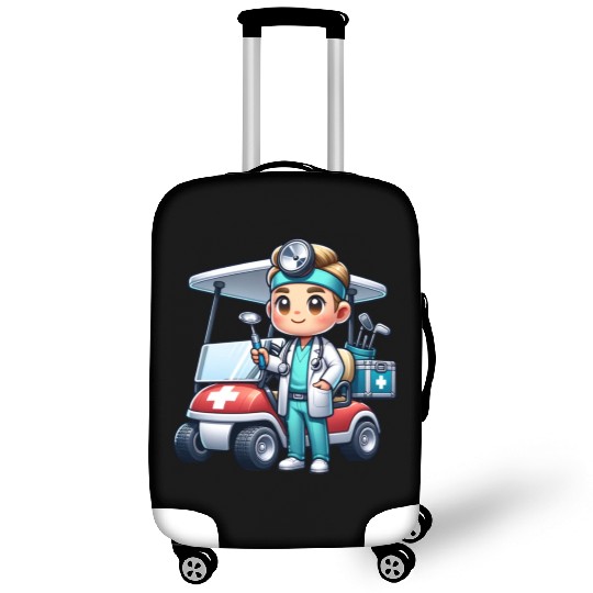 Cute golfer doctor standing Luggage Covers