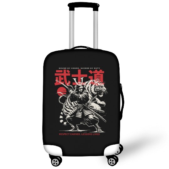 Japanese Samurai with Katana, Kanji Typography Luggage Covers