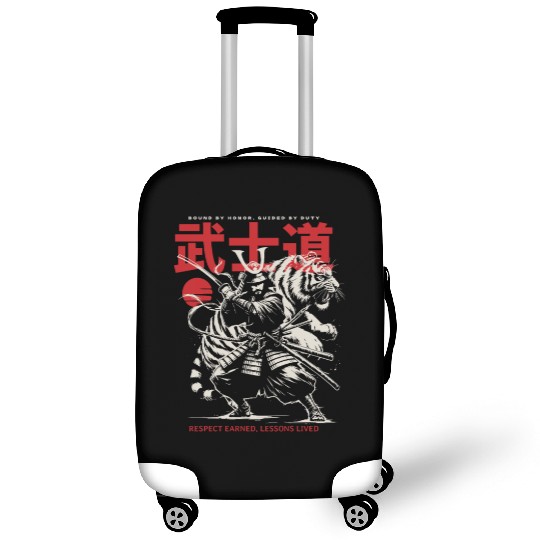 Japanese Samurai with Katana, Kanji Typography Luggage Covers
