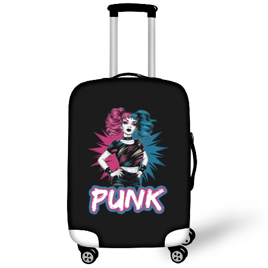 Punk girl with pink and blue hair retro style for Luggage Covers