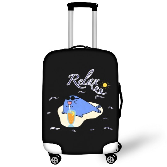 Cool seal lion relaxing with juice Luggage Covers