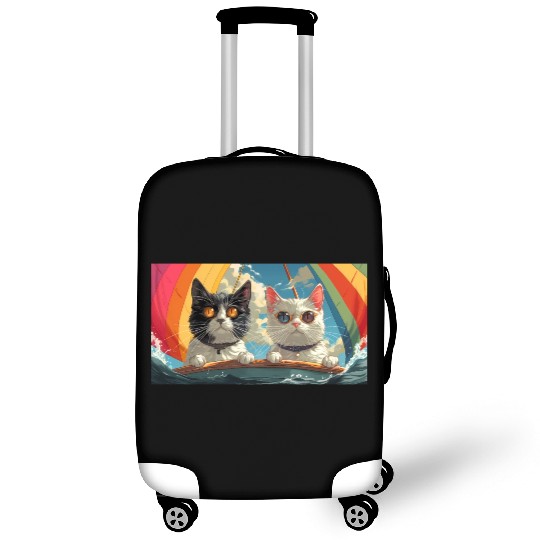 PURRCRAFT - Pride Cat Couple Sailing the Rainbow Luggage Covers