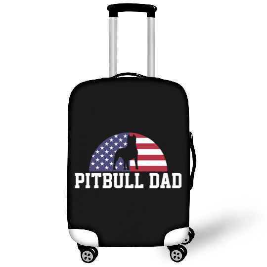 Pitbull Dad Embracing USA Flag Merica Pride Art Luggage Covers