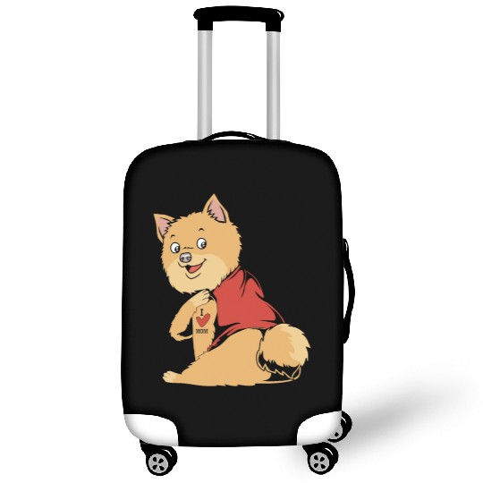 Mothers Day I Love Mom Tattoo Dog Pomeranian Luggage Covers