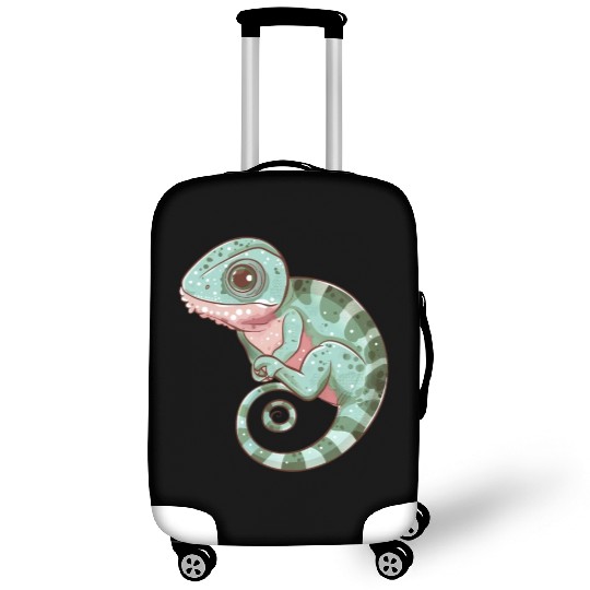 Charming Chameleon Curled Tail Imagery Luggage Covers