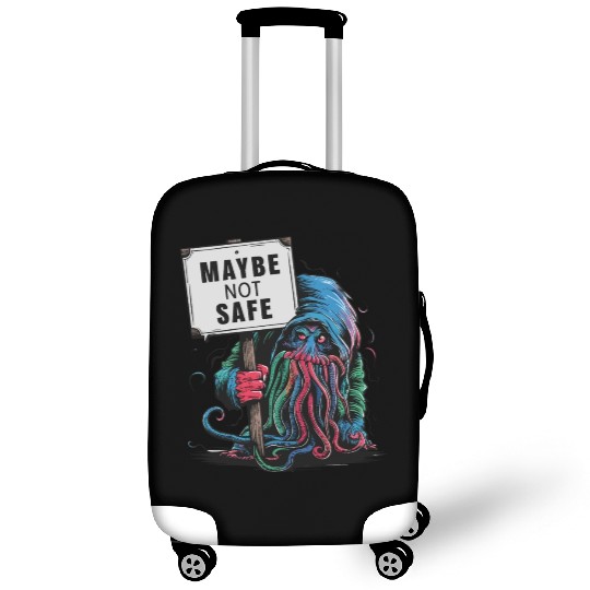 Octopus Creepy Creature Holds Maybe Not Safe Sign Luggage Covers