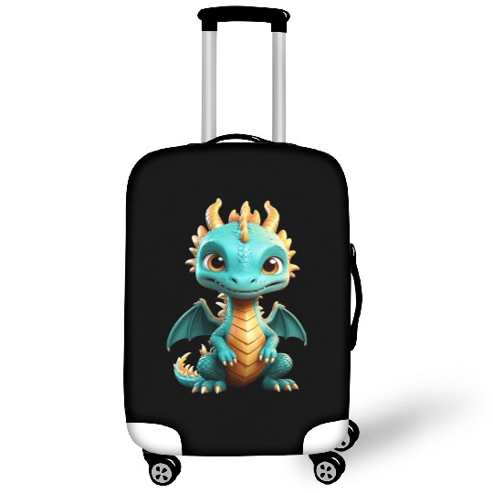 Chibi green dragon Luggage Covers