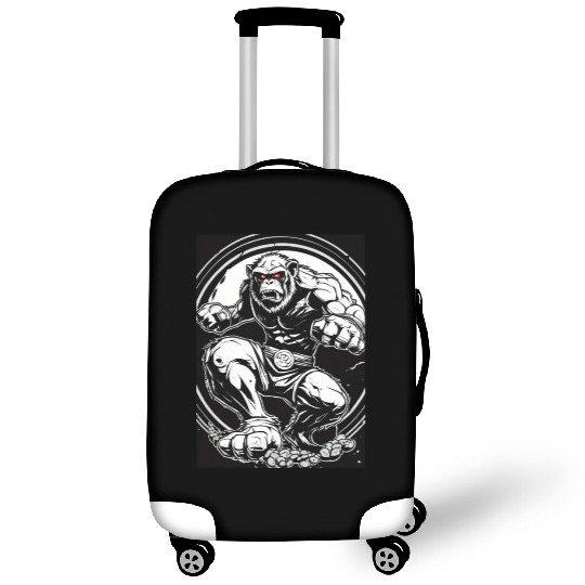 Zombie ape street fighter black and white circle l Luggage Covers