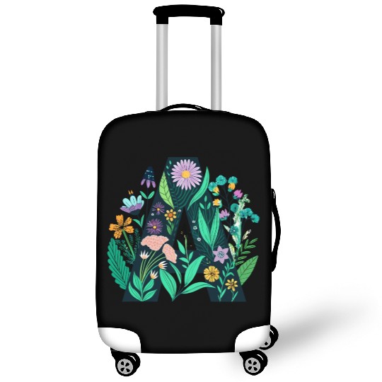 Green 'A' with Pastel Flowers Luggage Covers