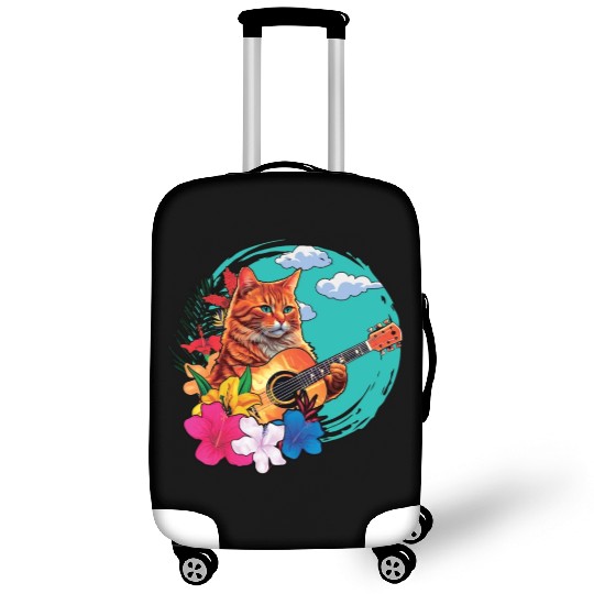 Musician Cat Plays Guitar Instruments Rock Aloha Luggage Covers