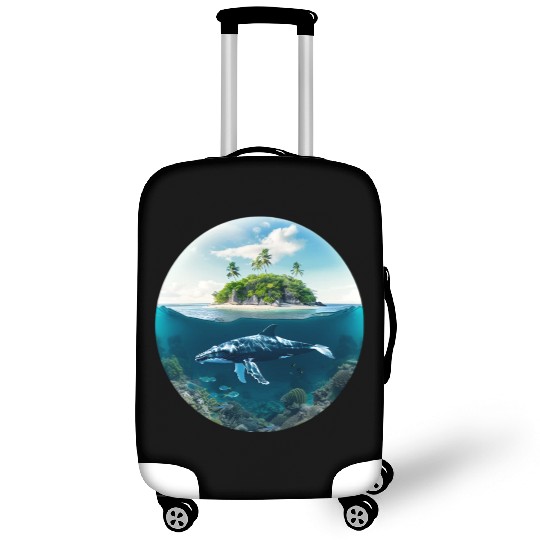 earth globe with whale in Underwater Luggage Covers