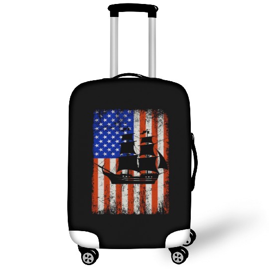 Stars, Stripes & Pirate Ship American Flag Luggage Covers