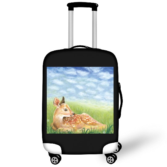 Cute Little Fawn in the Grass Illustration Luggage Covers