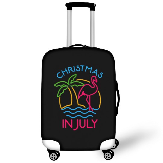 Christmas In July Pink Flamingo Luggage Covers