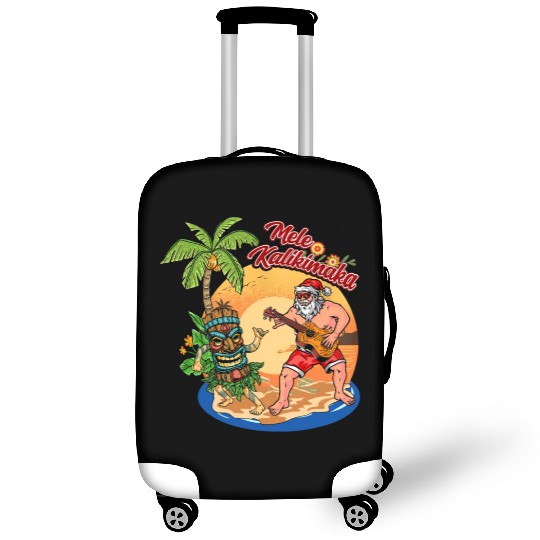 Mele Kalikimaka Funny Santa Playing Guitar Hawaii Luggage Covers