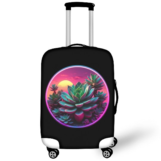 Synthwave Succulent Art Luggage Covers