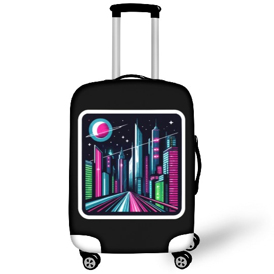 Futuristic cityscape Retro Synthwave Cyberpunk Luggage Covers
