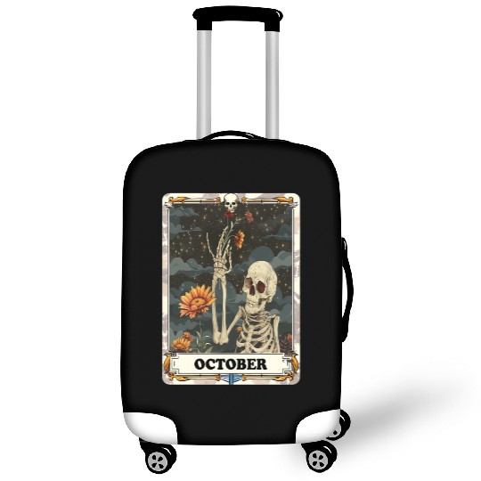 October Gothic Tarot Card - Marigold Flower & Skel Luggage Covers