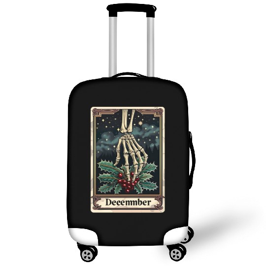 December Gothic Tarot Card - Holly Flower & Skelet Luggage Covers
