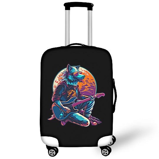 Blue Wolf Moon Guitar Player Retro Sunglasses Luggage Covers