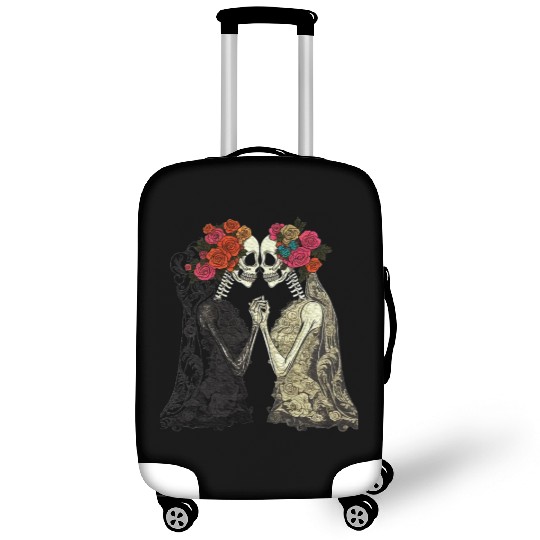 Lesbian Couple Skeletons Kissing LGBTQ Pride Luggage Covers