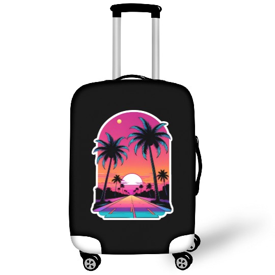 Miami Road into the Sunset 80s Synthwave Retro Luggage Covers