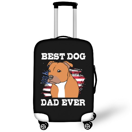 Fathers Day Dog Dad With American Flag Staffy Dad Luggage Covers