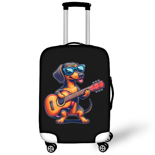 Cute Dachshund Guitar Player Sunglasses Luggage Covers