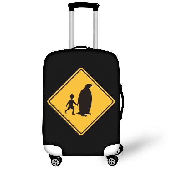 Penguin and Kid Crossing - Weird Road Sign Luggage Covers