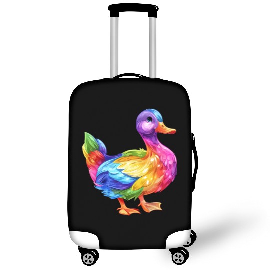 Duck Rainbow Colorful Feathered Duck Illustration Luggage Covers