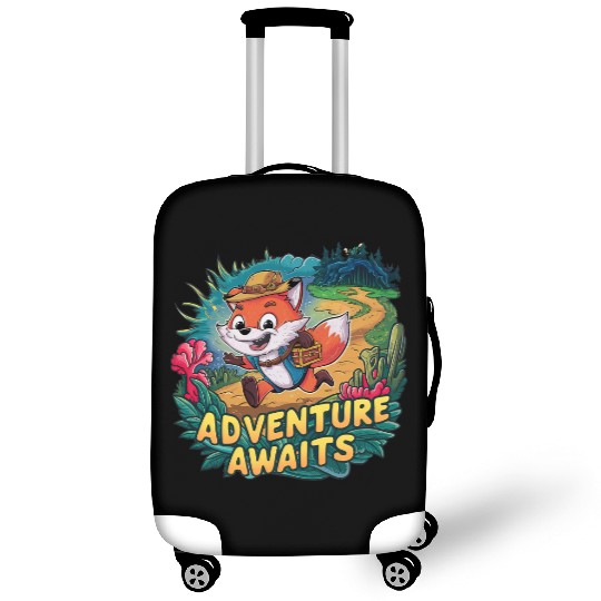 Adventure Awaits Fox Sticker – Playful Wilderness Luggage Covers