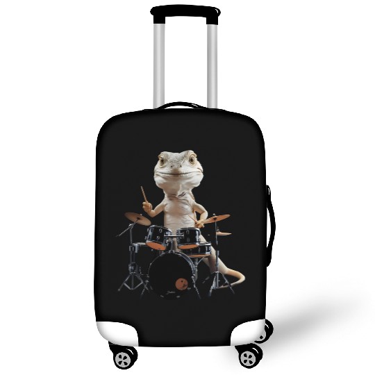 Lizard Playing Drums Realistic Luggage Covers