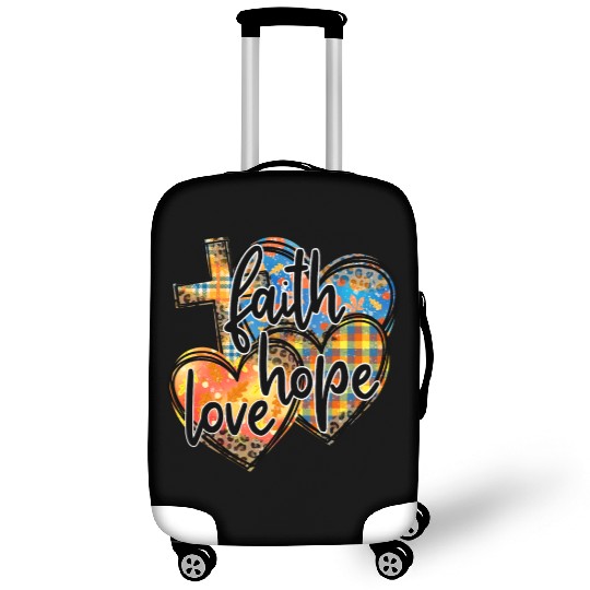 Faith Hope Love Hearts Cross Religion Luggage Covers