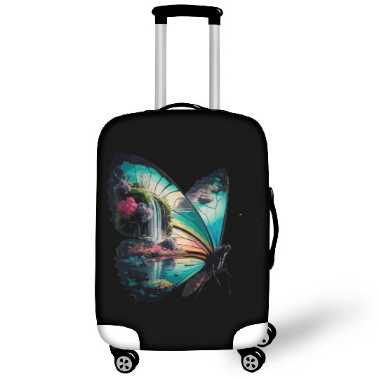 Vivid Butterfly Waterfall Nature Scene Luggage Covers
