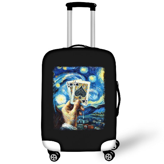 Blackjack Gambling Cards Starry Night Painting Luggage Covers
