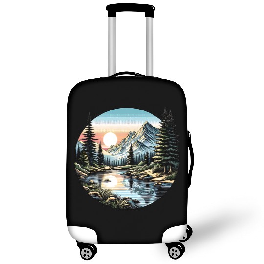 Tranquil Mountain Sunrise: Serene Landscape Art Luggage Covers