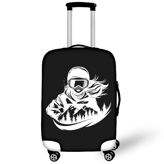 Snowboarding Girl Sketch Luggage Covers