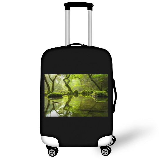 Enchanted Forest Reflections in Tranquil Pond Luggage Covers