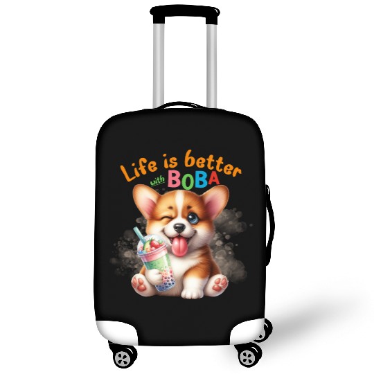 Corgi with BOBA tea Milk TEA Bubble tea Luggage Covers