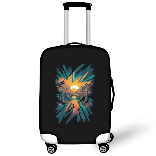 Abstract Geometric Mountain Sunset Landscape Luggage Covers