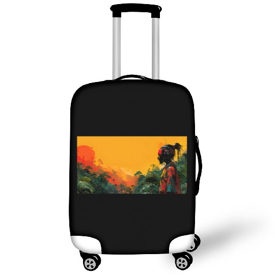 Digital Warrior: Tropical Twilight Luggage Covers